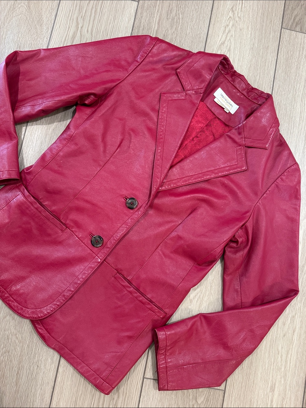 Vintage Bloomingdale’s Margaret Godfrey Red Leather Blazer Sz 10 Academia
